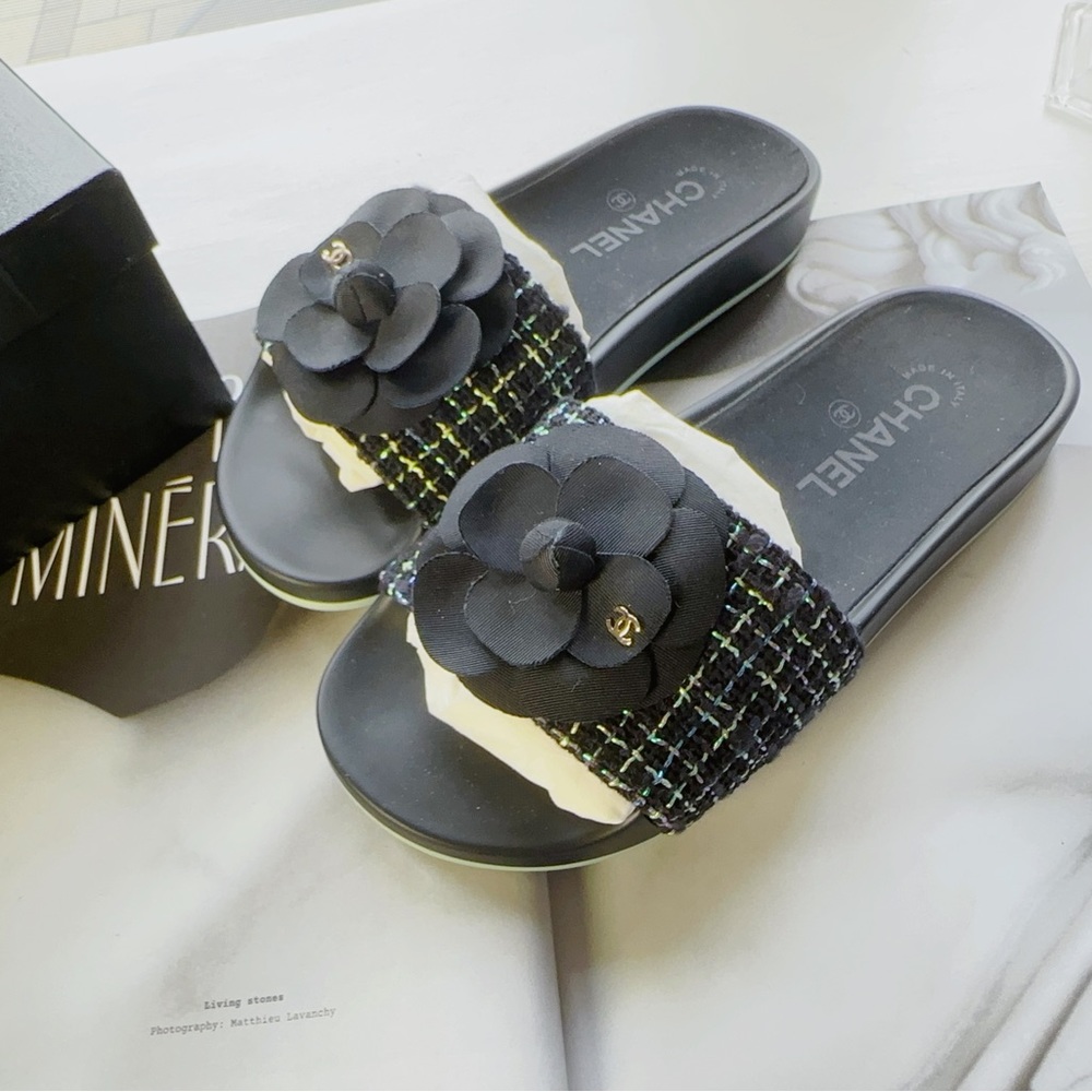 Chanel tweed Slippers Size36